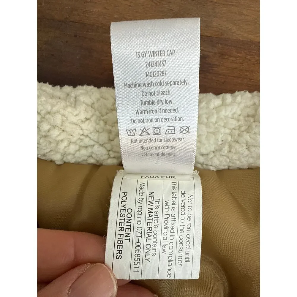 Gymboree Brown Cotton Canvas Sherpa Trim Coat Jacket Boy's Size Medium (7-8)